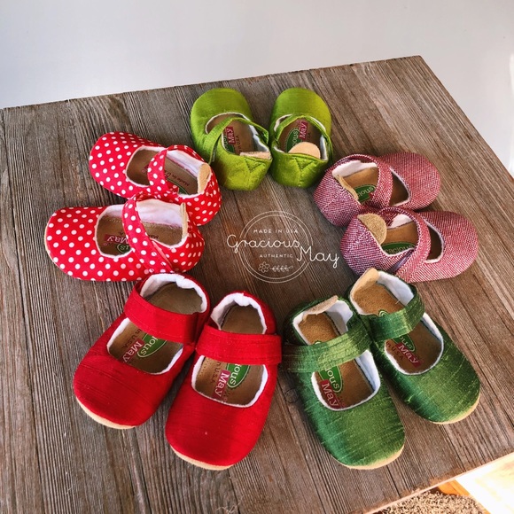 Christmas Red sparkle baby girl shoes size 1 2 3 5 - Picture 3 of 3